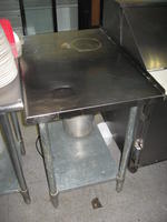 3' Stainless steel table with lower galvanized shelf, Auction Photo