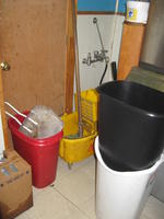 Rubbermaid Mop Bucket, Waste Cans & Hokie Auction Photo