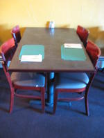 Double pedestal table, 30” x 48” Auction Photo