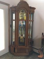 BALDWIN GRANDFATHER CLOCK AND SIDE CURIO CABINETS Auction Photo