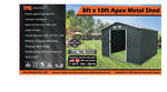 8' X 10' GALVANIZED APEX ROOF METAL SHED Auction Photo